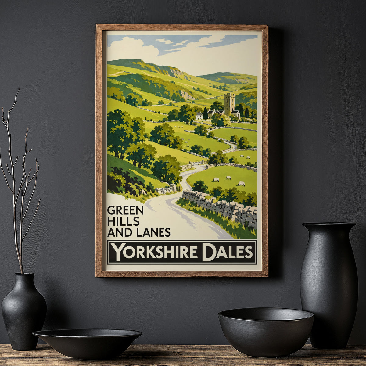 Vintage Yorkshire Dales Poster, Countryside Wall Art Print