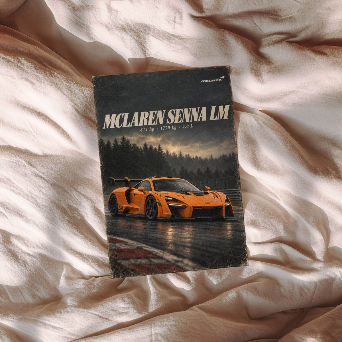 Vintage McLaren Senna LM Print, Supercar Art