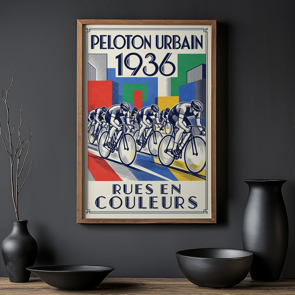 Vintage Cycling Poster, Art Deco Wall Art, Peloton Print