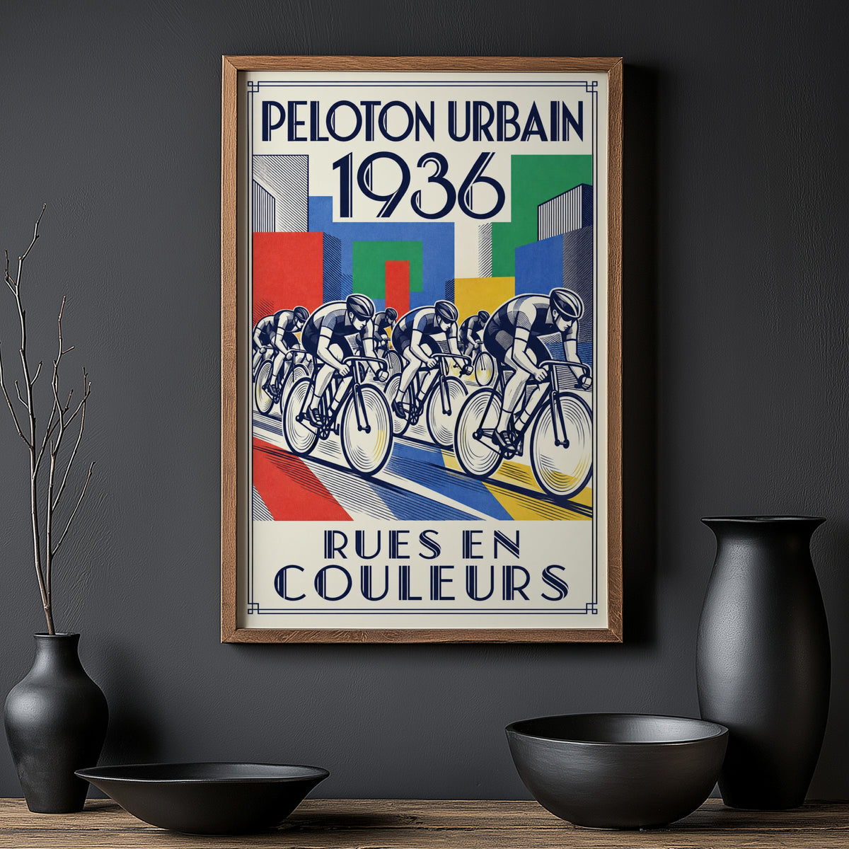Vintage Cycling Poster, Art Deco Wall Art, Peloton Print