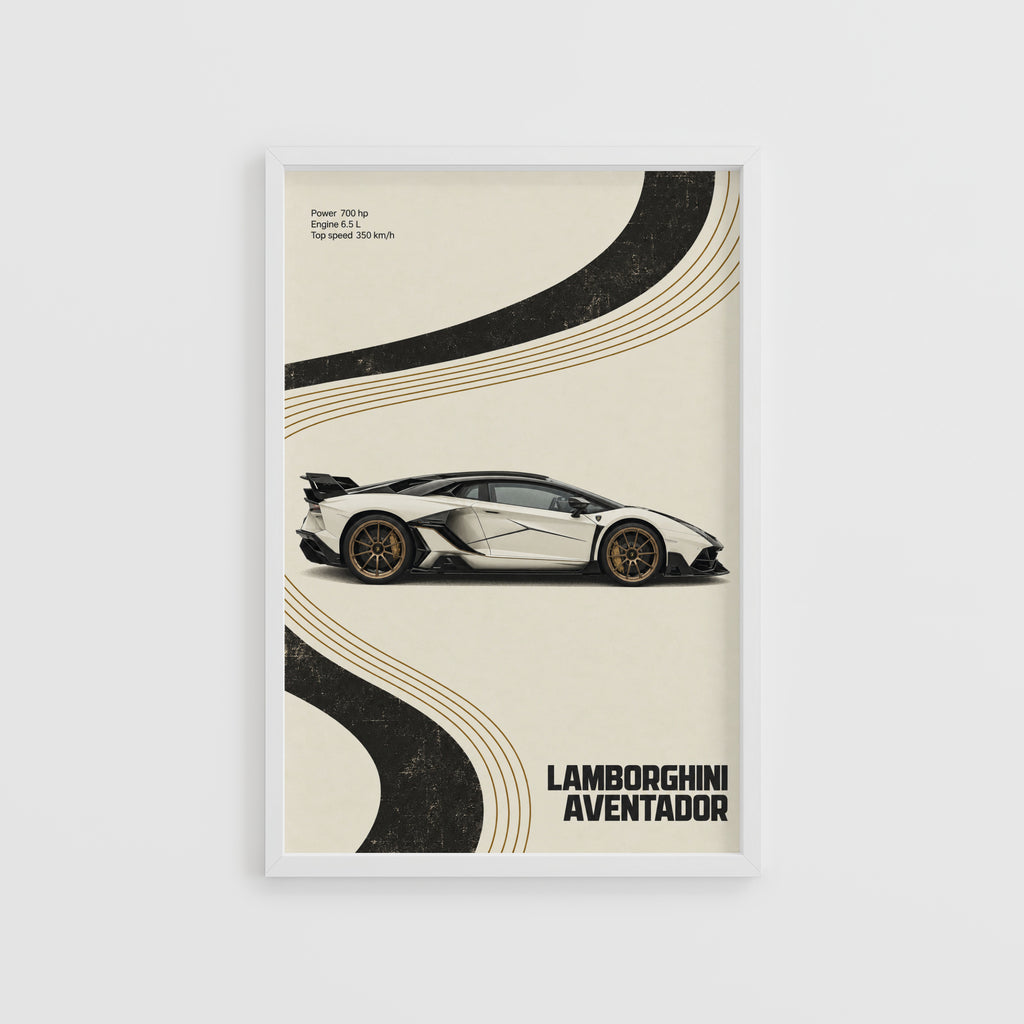 Vintage Lamborghini Aventador Print, Car Poster