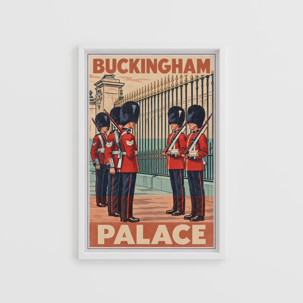 Vintage Buckingham Palace Poster, London Guards Print