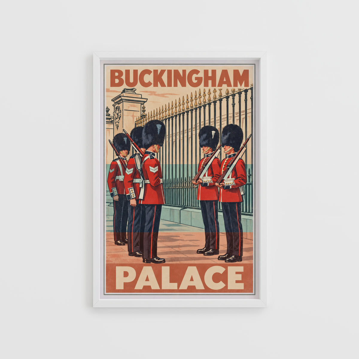 Vintage Buckingham Palace Poster, London Guards Print