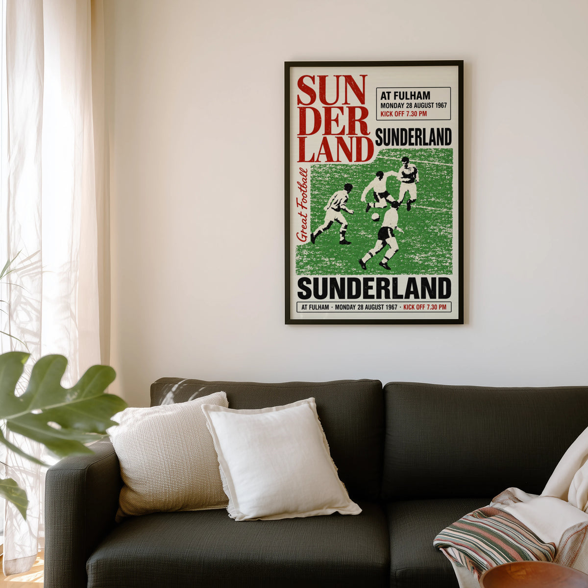 Vintage Sunderland Football Poster, Fulham 1967 Print