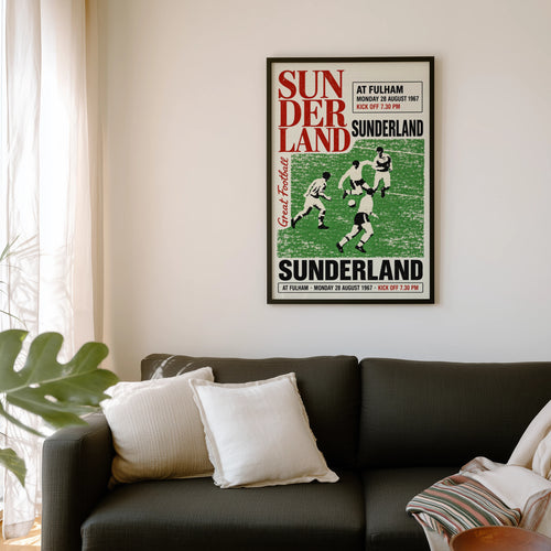 Vintage Sunderland Football Poster, Fulham 1967 Print