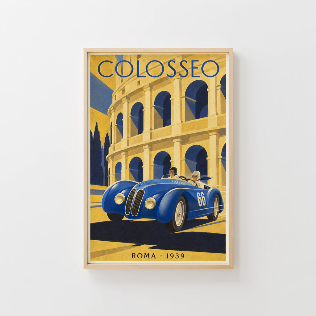 Vintage Colosseum Rome Poster, Art Deco Wall Art Print