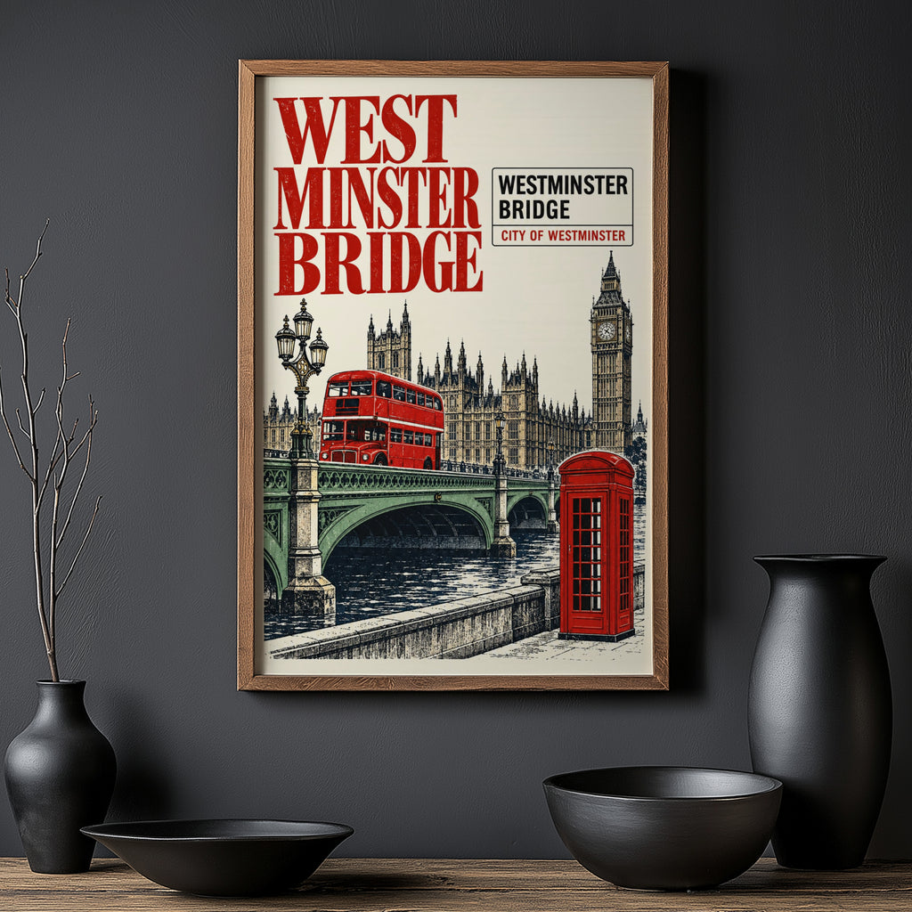 Vintage Westminster Bridge Poster, London Wall Art Print