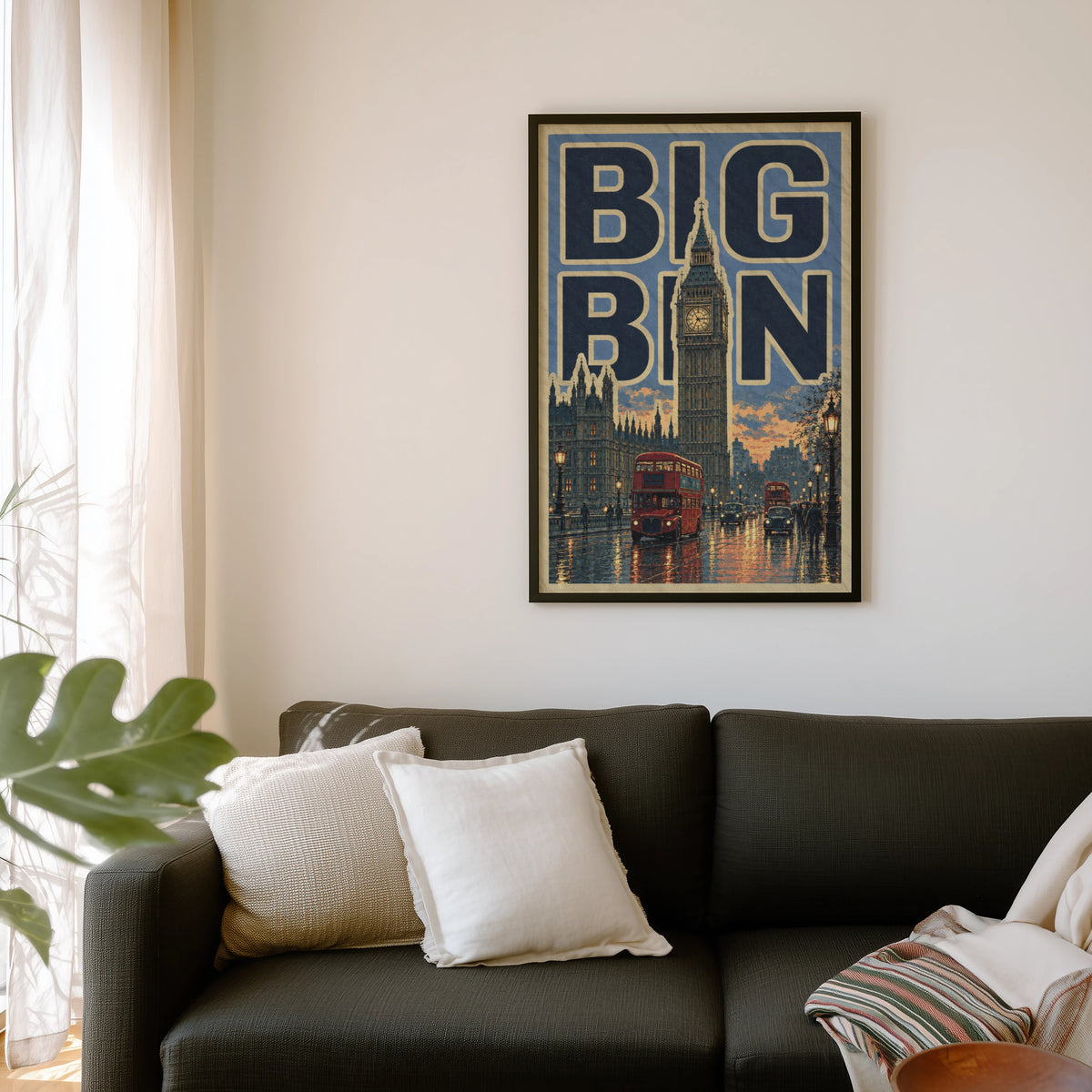 Vintage Big Ben Poster, London Wall Art, Westminster Print