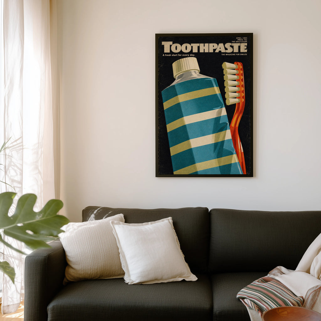 Vintage Toothpaste Poster, Retro Bathroom Wall Art, Print