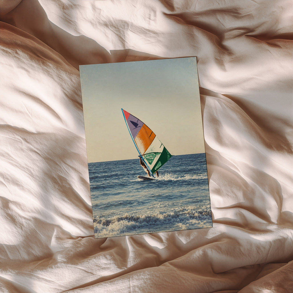 Vintage Windsurfing Print and Poster, Retro Surf Wall Art