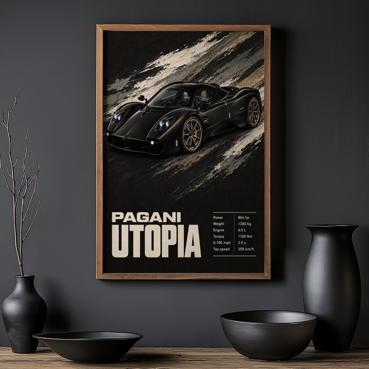 Vintage Pagani Utopia Print, Supercar Wall Art