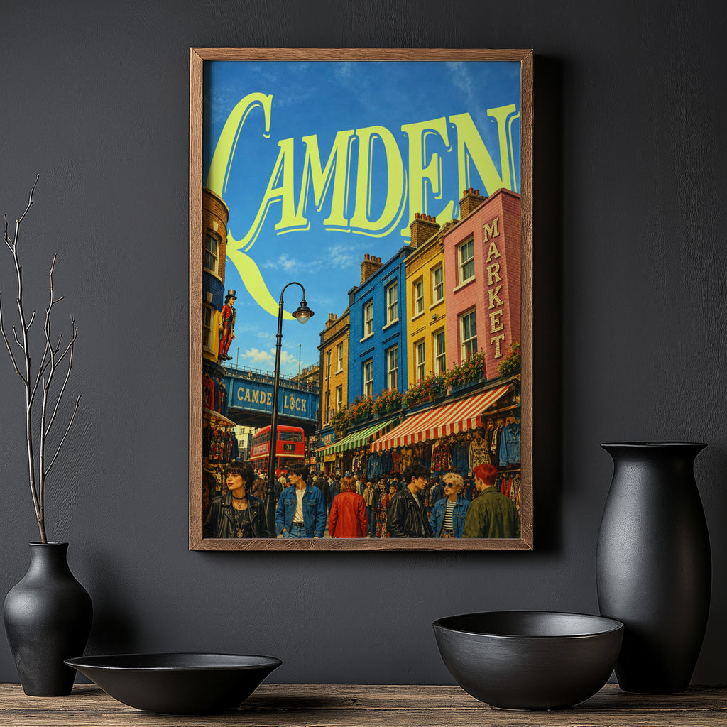 Vintage Camden Market Poster, London Wall Art, Print