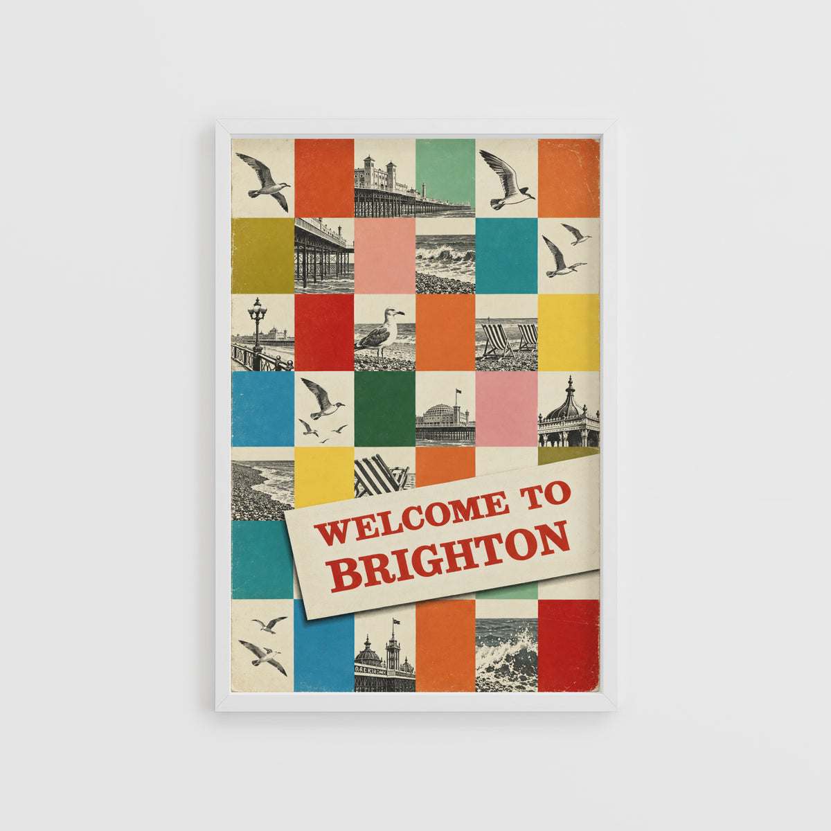Vintage Brighton Poster, Seaside Wall Art, Pier Print
