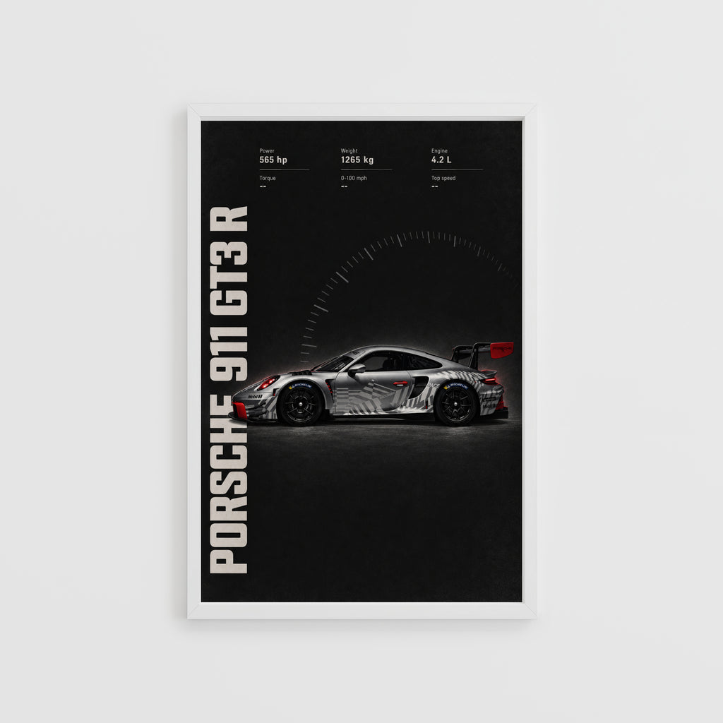 Vintage Porsche 911 GT3 R Racing Car Print