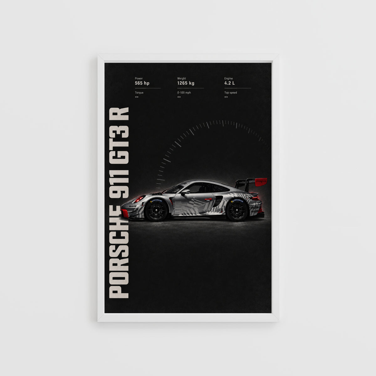 Vintage Porsche 911 GT3 R Racing Car Print