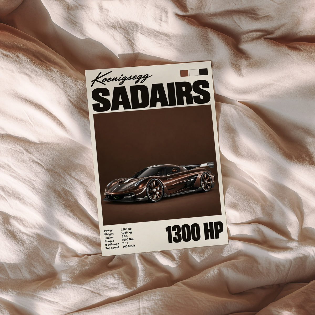Vintage Koenigsegg Sadairs Print, Hypercar Wall Art