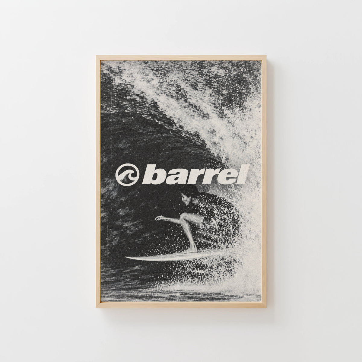 Vintage Barrel Surf Print, Surfer Poster, Wave Wall Art