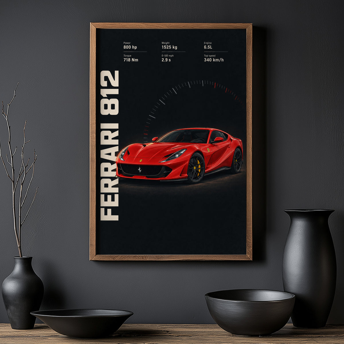 Vintage Ferrari 812 Print, Supercar Wall Art