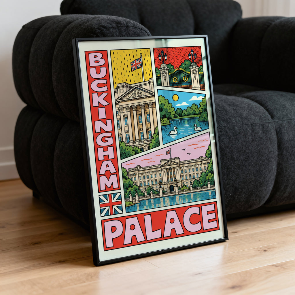 Vintage Buckingham Palace Poster, London Wall Art Print
