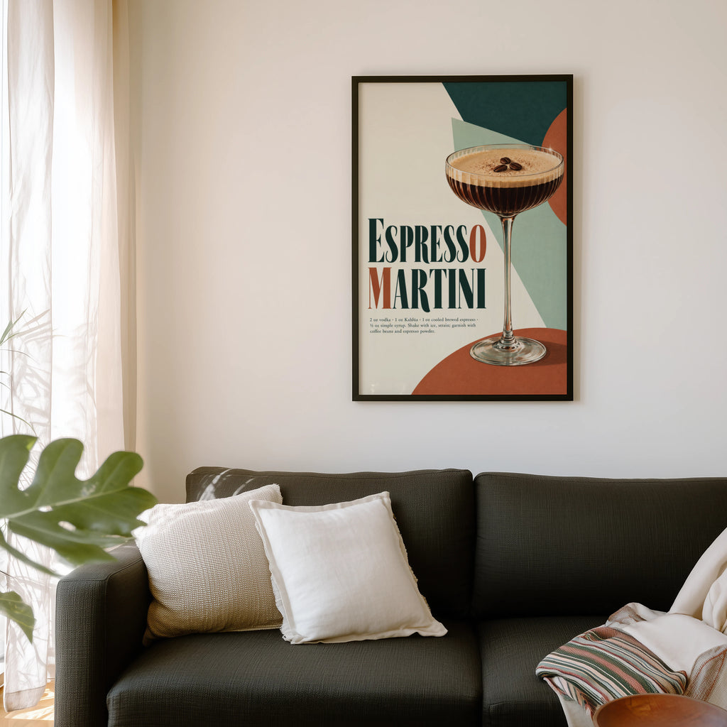 Vintage Espresso Martini Print Poster, Cocktail Art