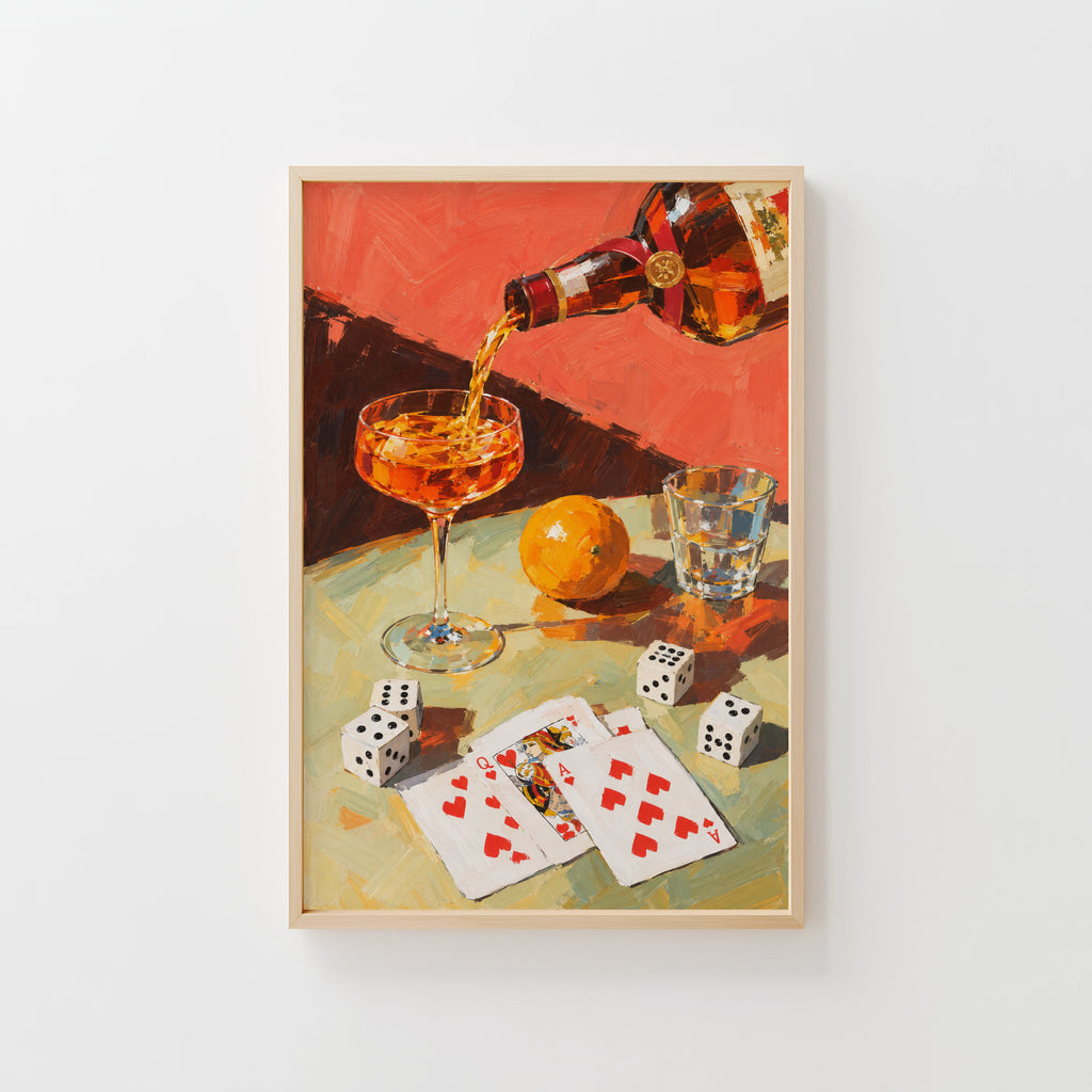 Vintage Cocktail Print Poster, Orange Liqueur Wall Art