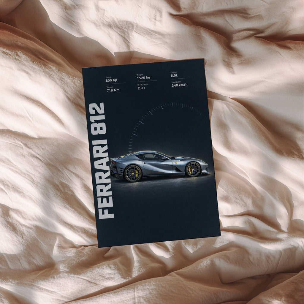 Vintage Ferrari 812 Print, Supercar Wall Art
