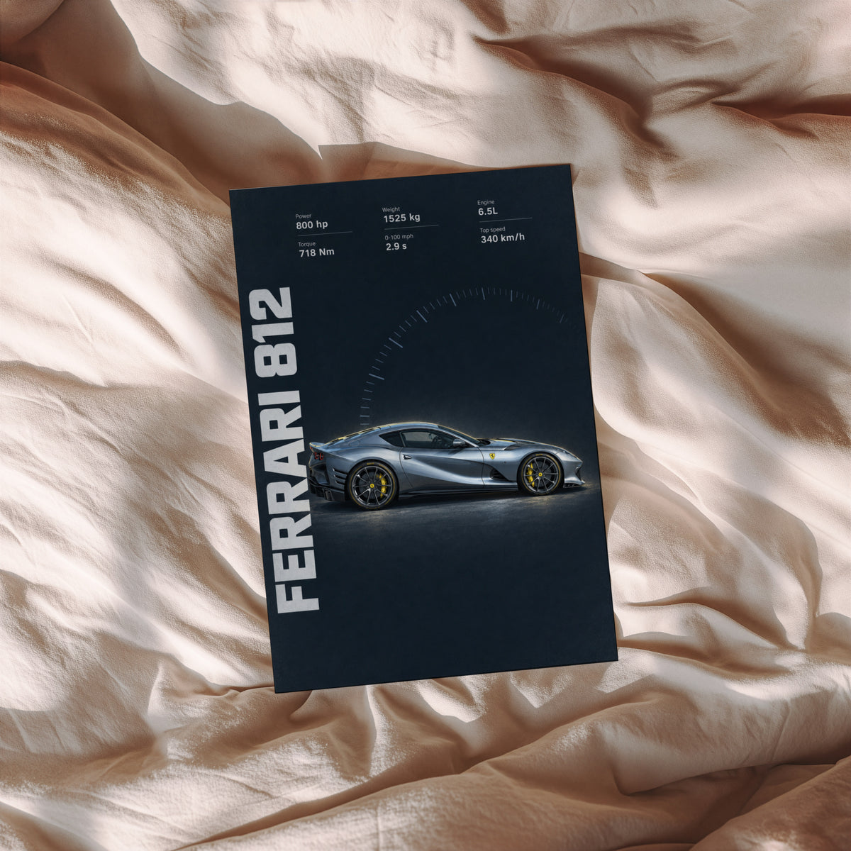 Vintage Ferrari 812 Print, Supercar Wall Art
