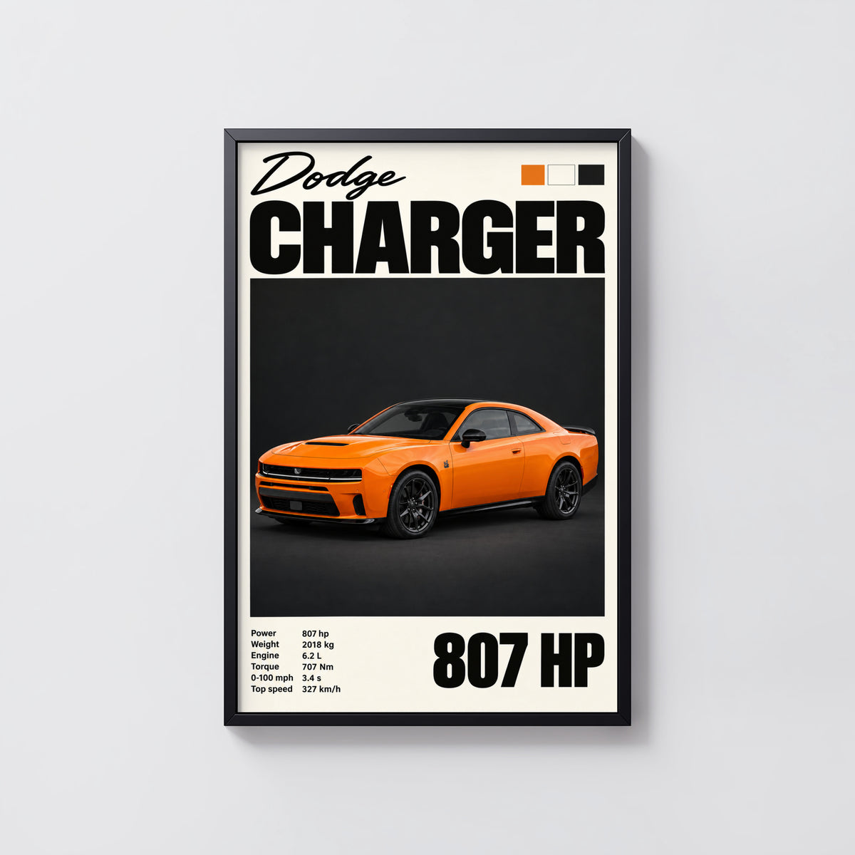 Vintage Dodge Charger Print, Muscle Car Wall Art
