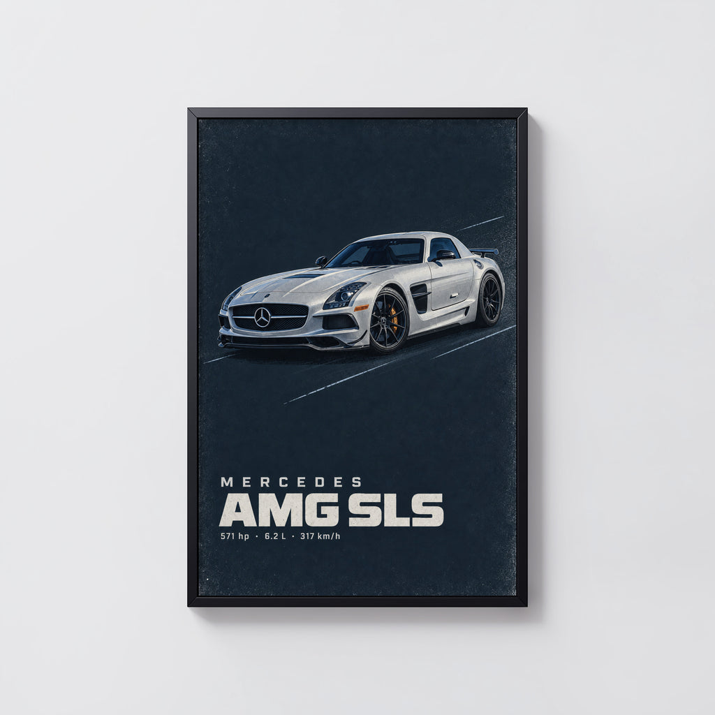 Vintage Mercedes AMG SLS Print, Car Wall Art