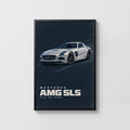Vintage Mercedes AMG SLS Print, Car Wall Art