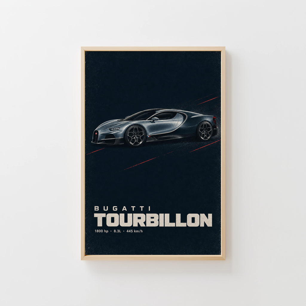 Vintage Bugatti Tourbillon Print, Hypercar Wall Art