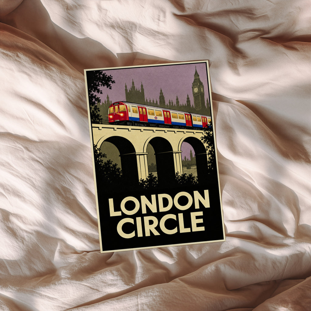 Vintage London Circle Line Print Poster, Underground