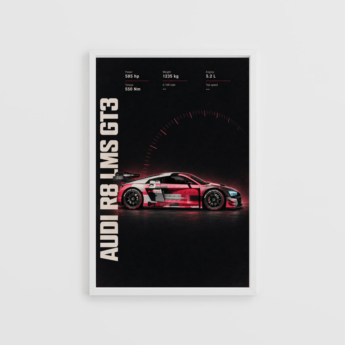 Vintage Audi R8 LMS GT3 Print, Race Car Wall Art