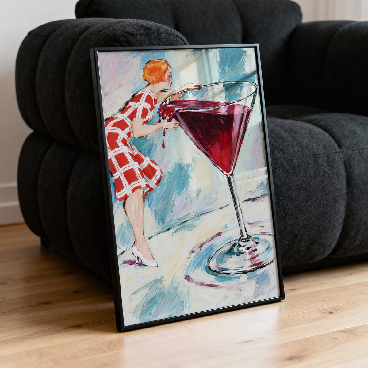 Vintage Wine Print Poster, Retro Cocktail Wall Art