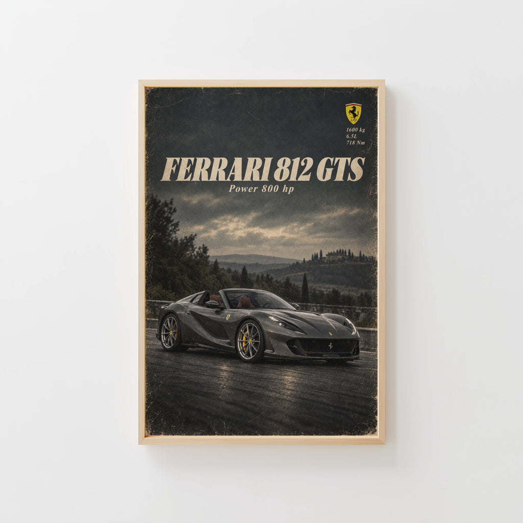 Vintage Ferrari Print, Supercar Wall Art