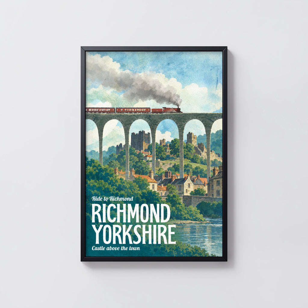 Vintage Richmond Yorkshire Train Print Poster, Wall Art