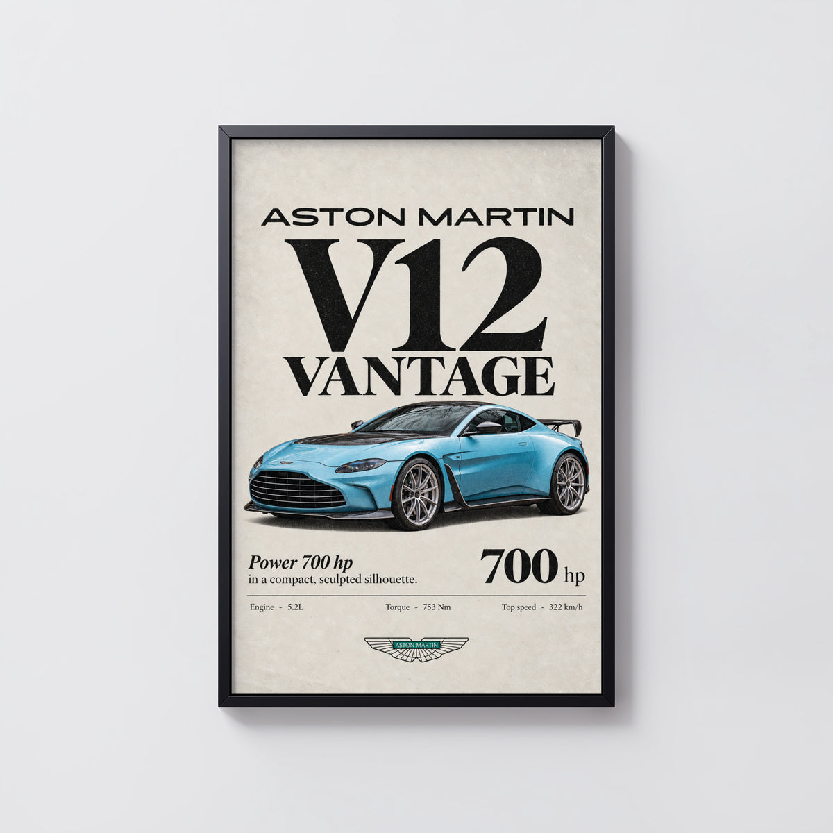 Vintage Aston Martin V12 Vantage Print, Car Art