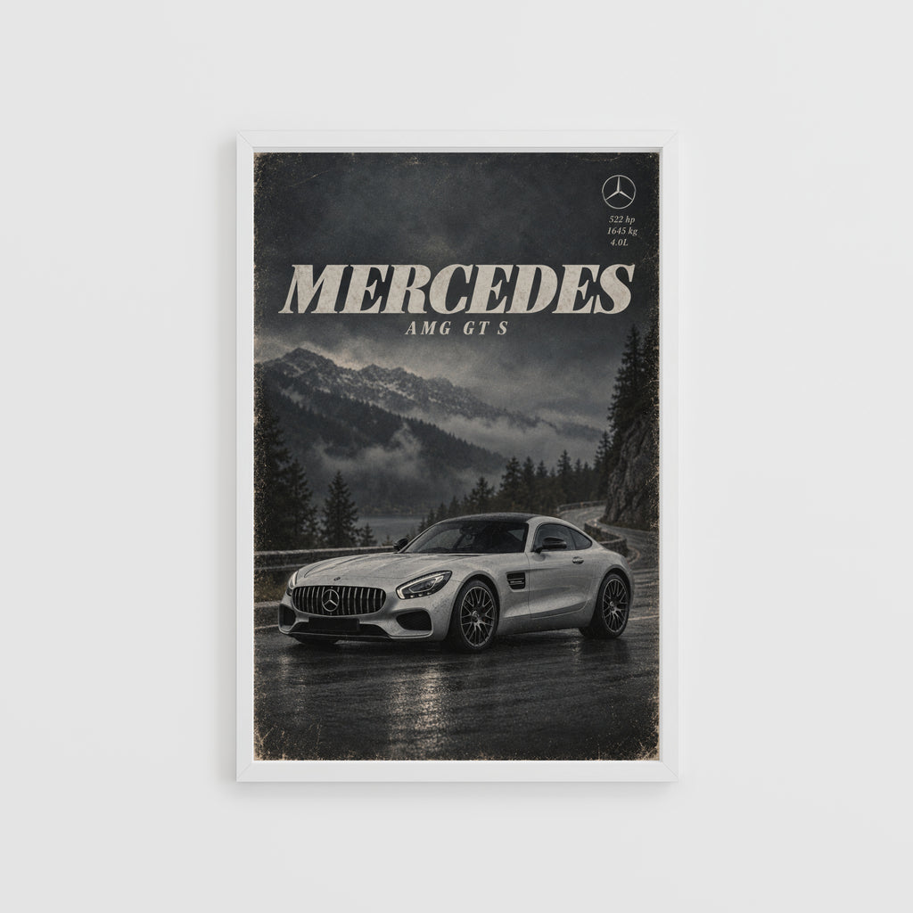 Vintage Mercedes AMG GT S Print, Car Wall Art