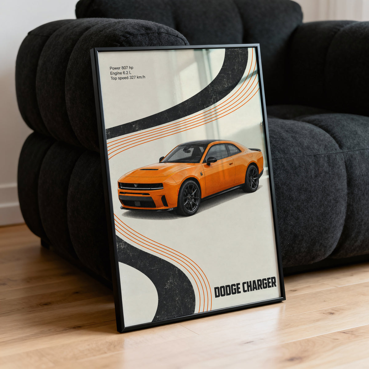 Vintage Dodge Charger Print, Muscle Car Wall Art