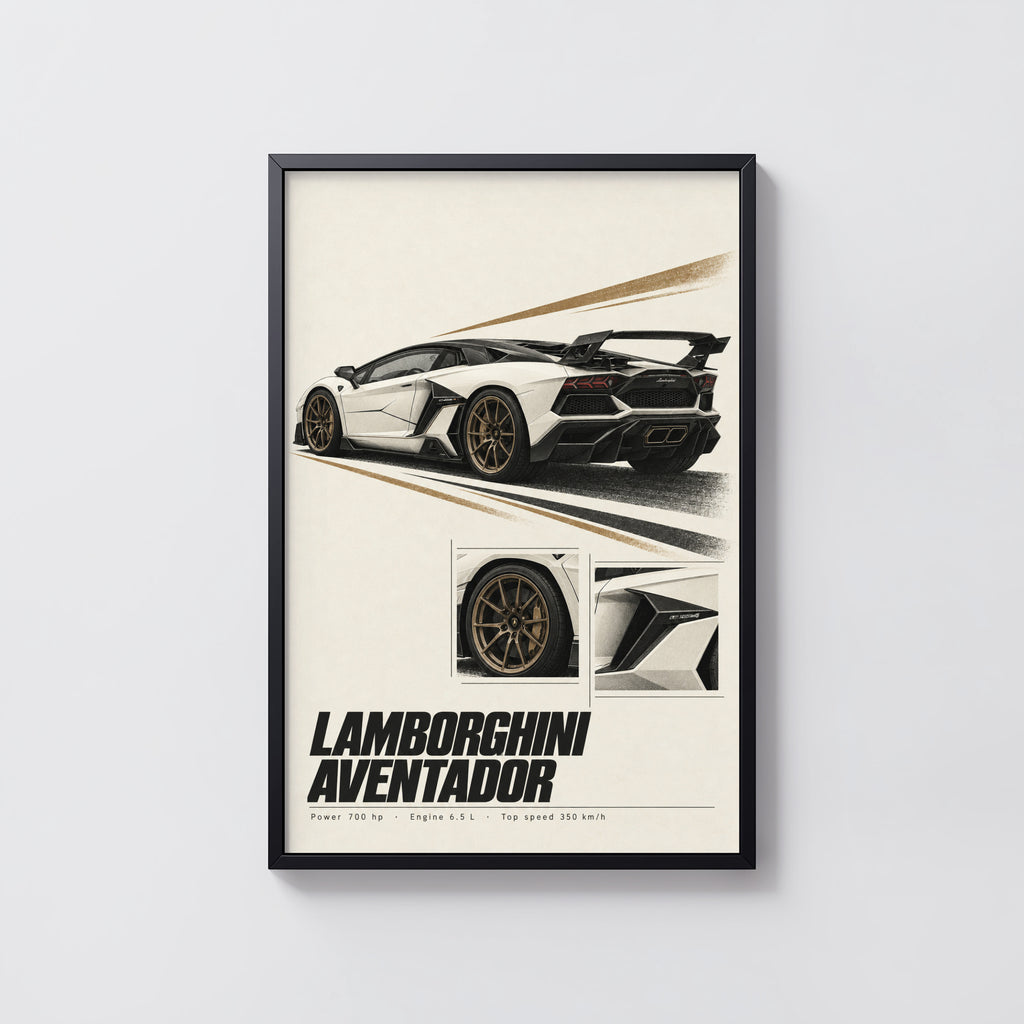 Vintage Lamborghini Aventador Print, Car Poster