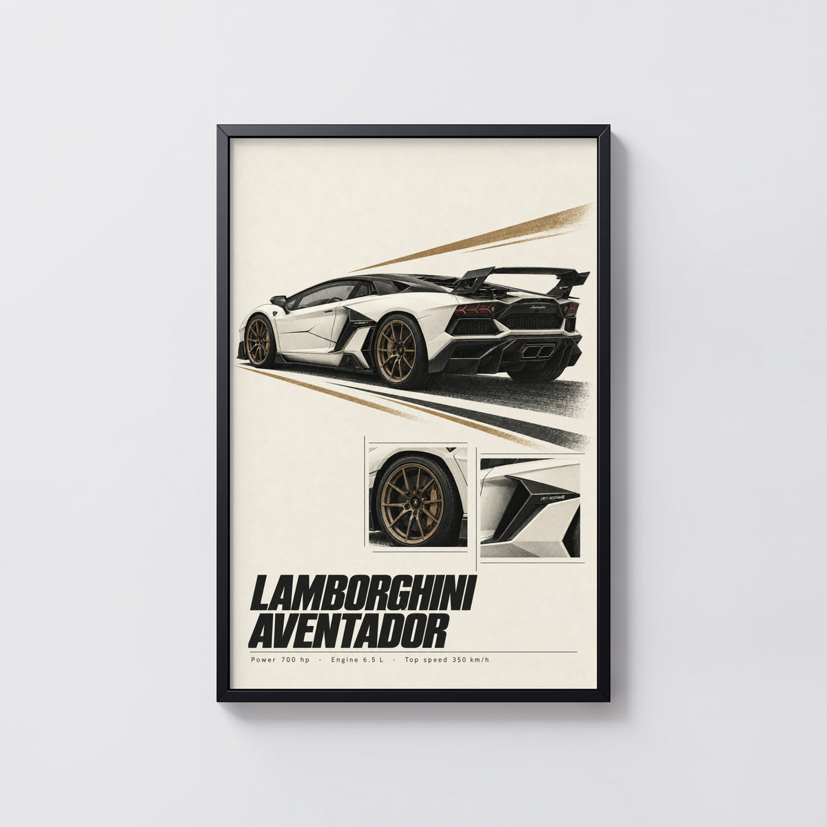 Vintage Lamborghini Aventador Print, Car Poster