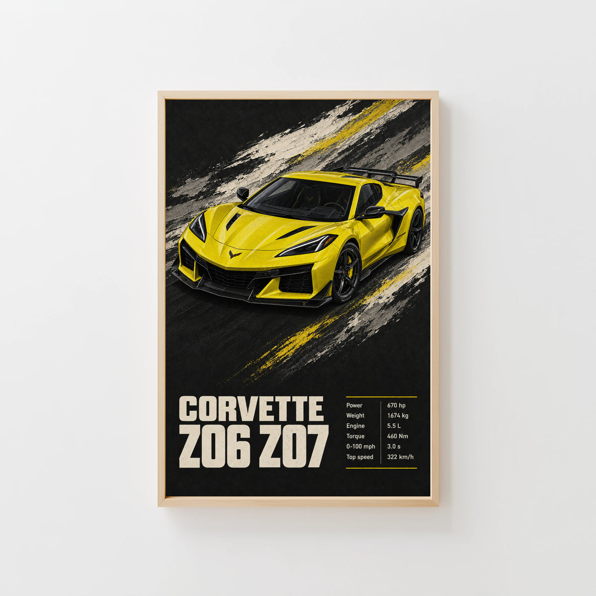 Vintage Corvette Z06 Print, Car Poster, Supercar Wall Art
