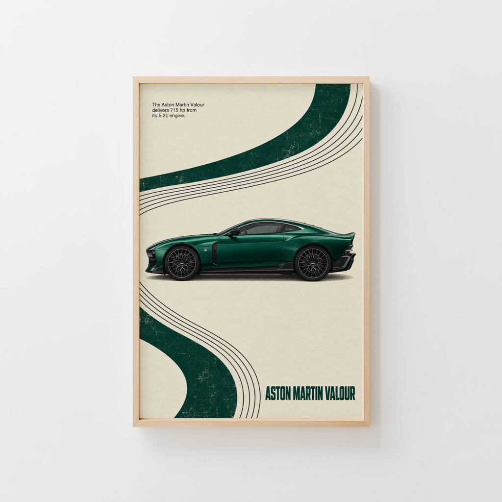 Vintage Aston Martin Valour Print, Green Car Art