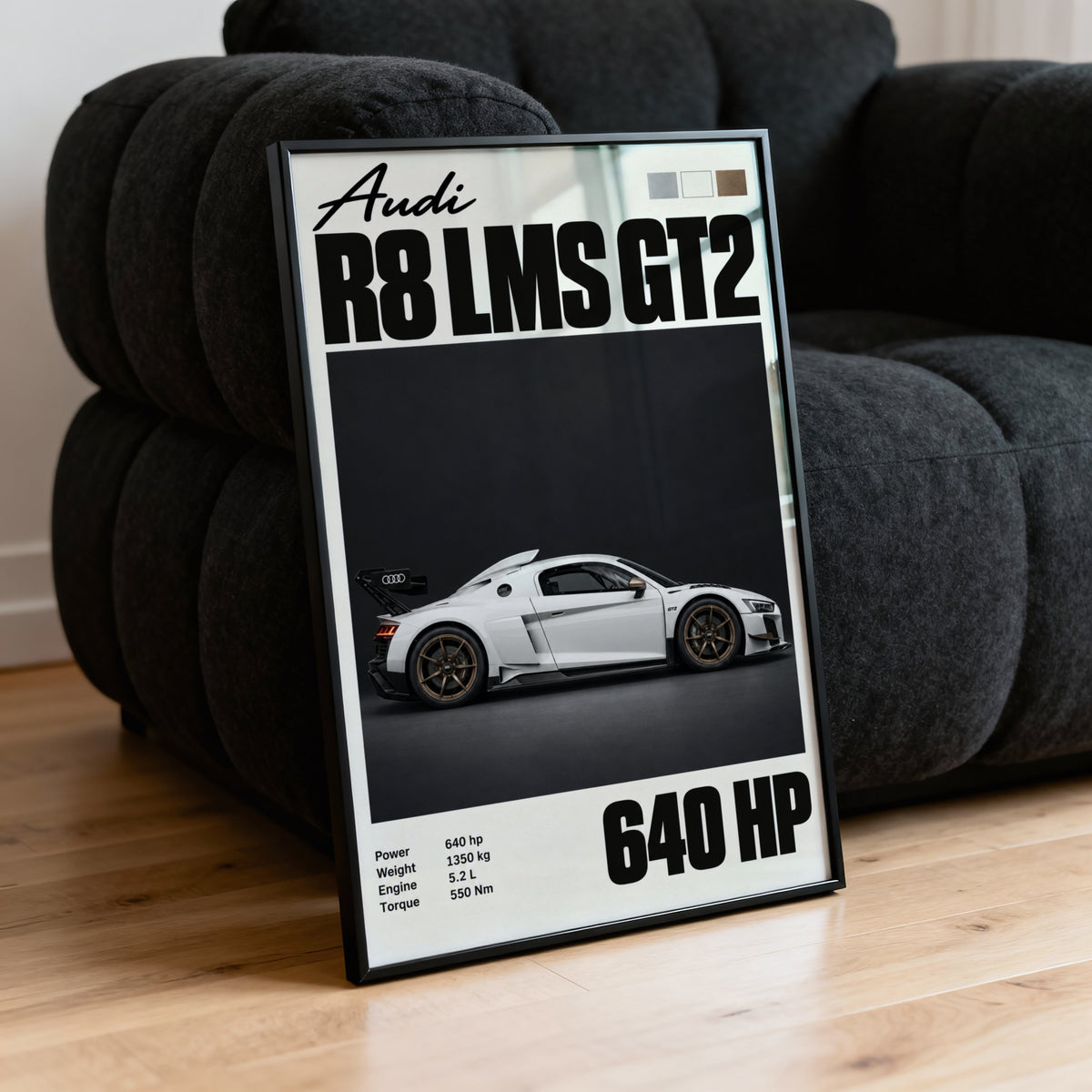Vintage Audi R8 LMS GT2 Print, Racing Car Wall Art