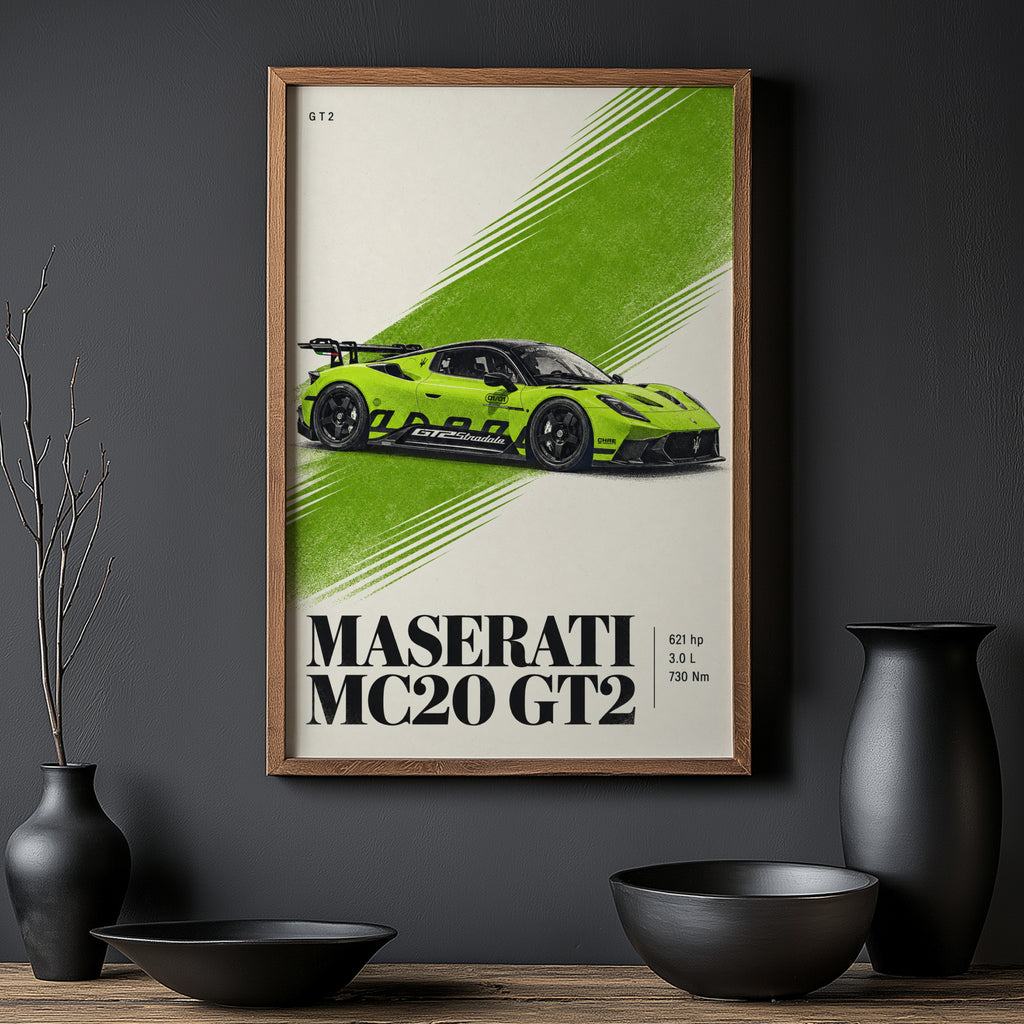 Vintage Maserati MC20 GT2 Print, Racing Car Art