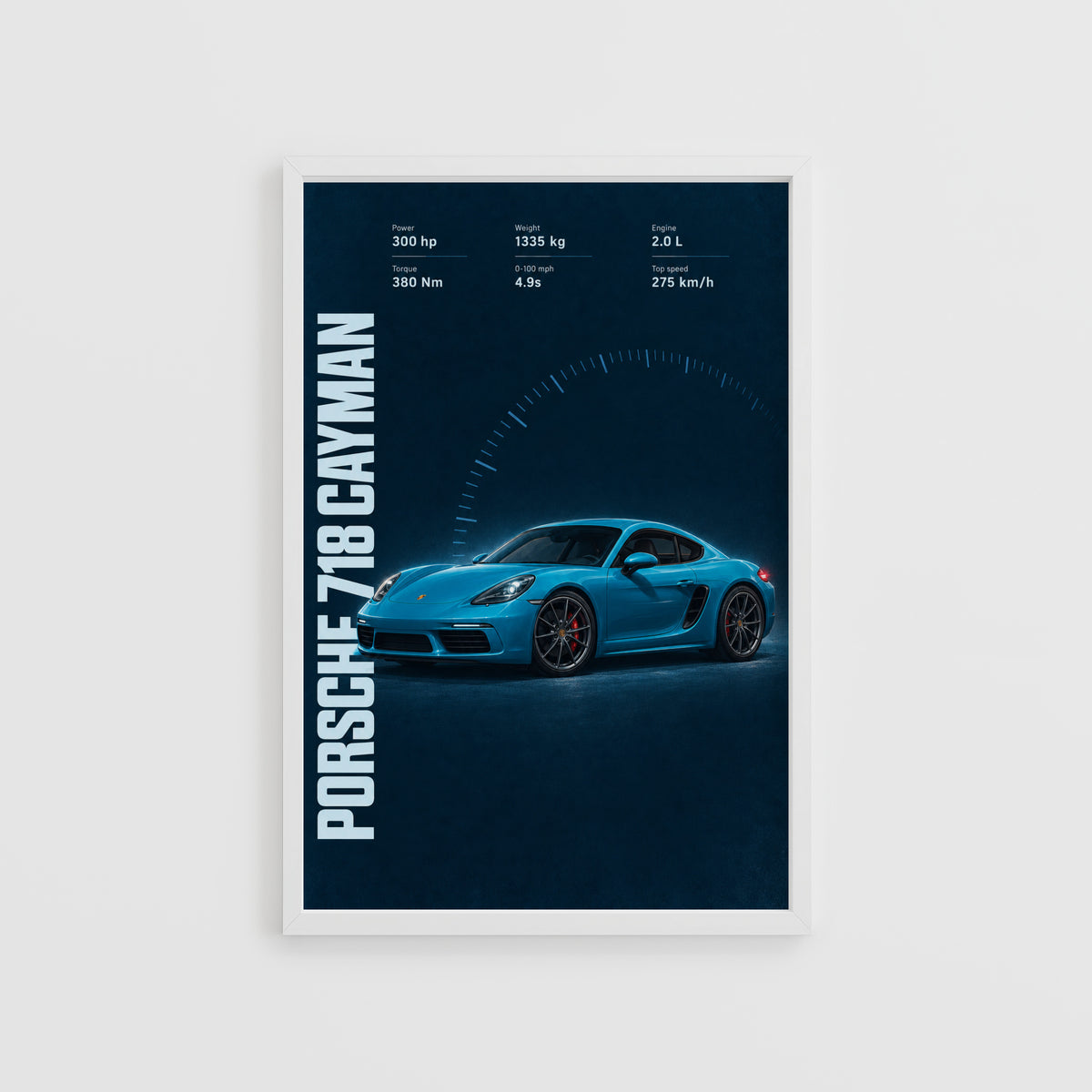 Vintage Porsche 718 Cayman Print, Car Wall Art