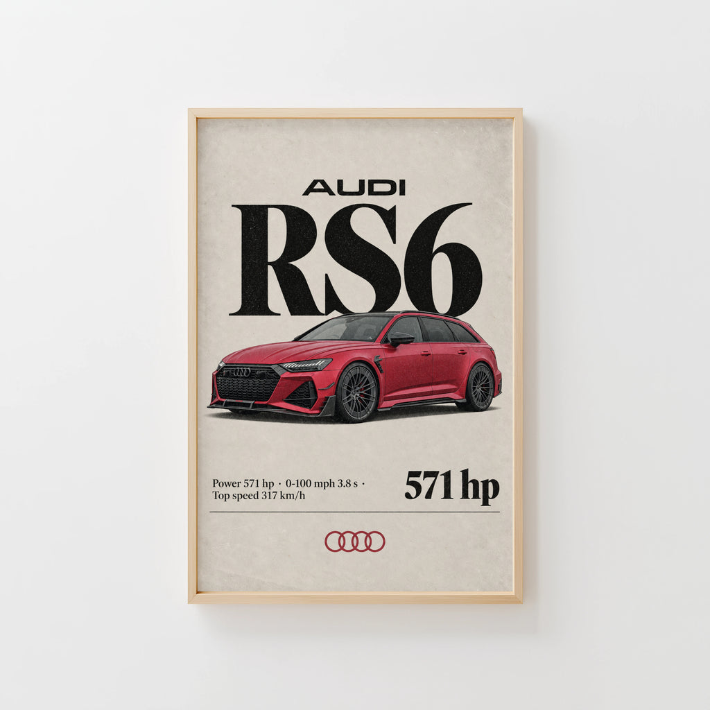 Vintage Audi RS6 Avant Print, Car Wall Art
