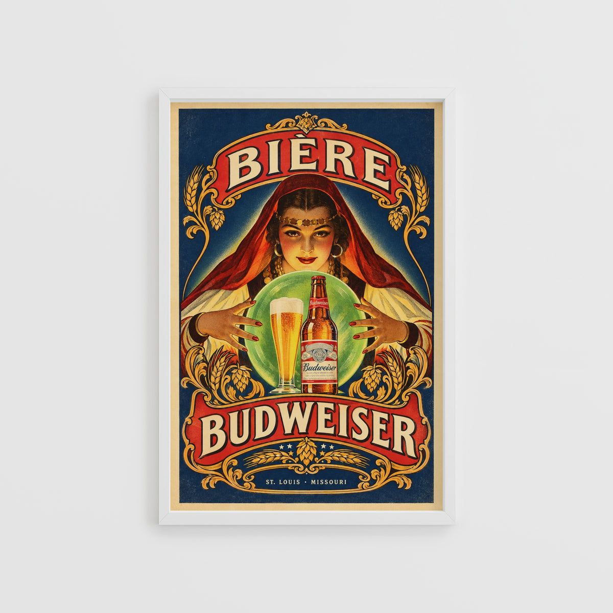 Vintage Budweiser Beer Print, Bar Poster, Pub Wall Art