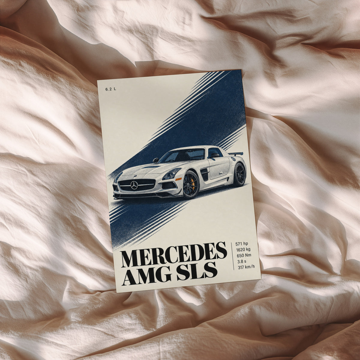 Vintage Mercedes AMG SLS Print Poster, Car Wall Art