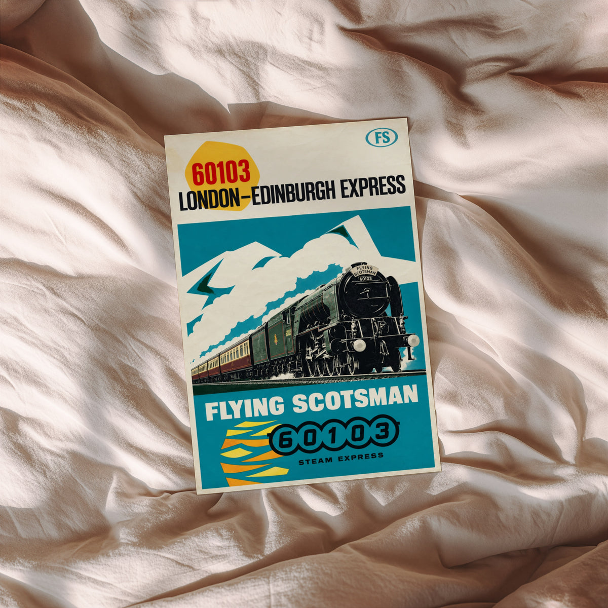 Vintage Flying Scotsman Train Print Poster, Steam Wall Art